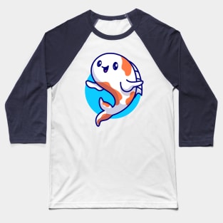 Cute Koi Fish Swimming Cartoon Baseball T-Shirt